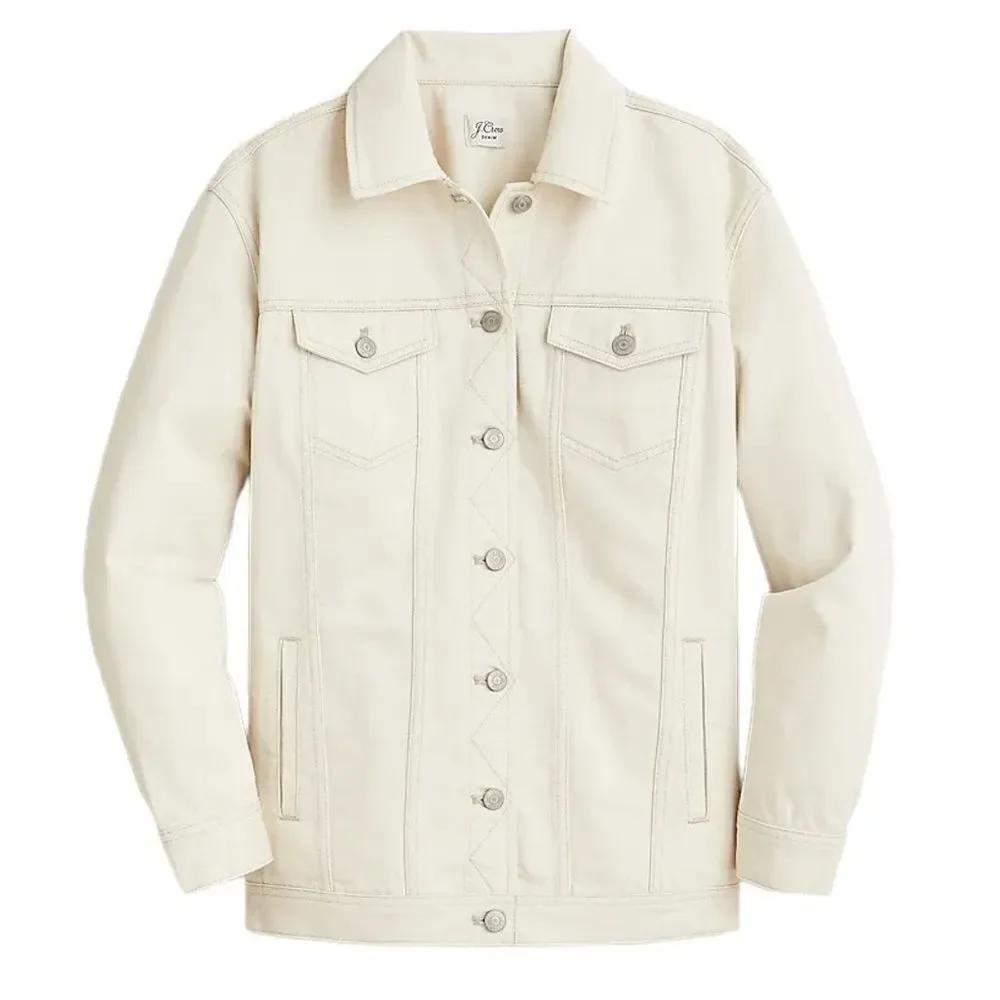 J. Crew Relaxed denim jacket in Ecru. Size XL. NWT.